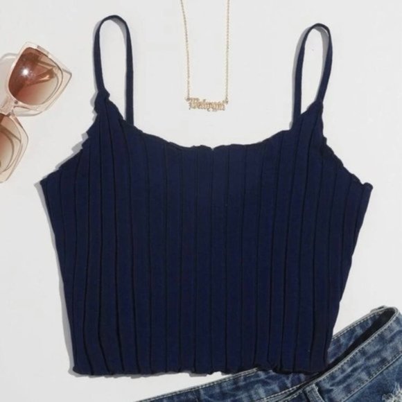 SHEIN Tops - Shein Crop Top Navy Blue Ribbed Tank 3XL